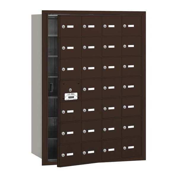 Mailbox, Bronze, Powder Coated, 27 Doors, Recessed, 4B+, USPS