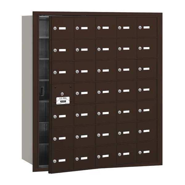 Mailbox, Bronze, Powder Coated, 34 Doors, Recessed, 4B+, USPS