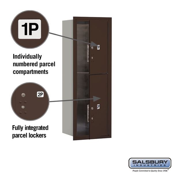 Mailbox, Bronze, Powder Coated, 0 Doors, Recessed, 4C, USPS