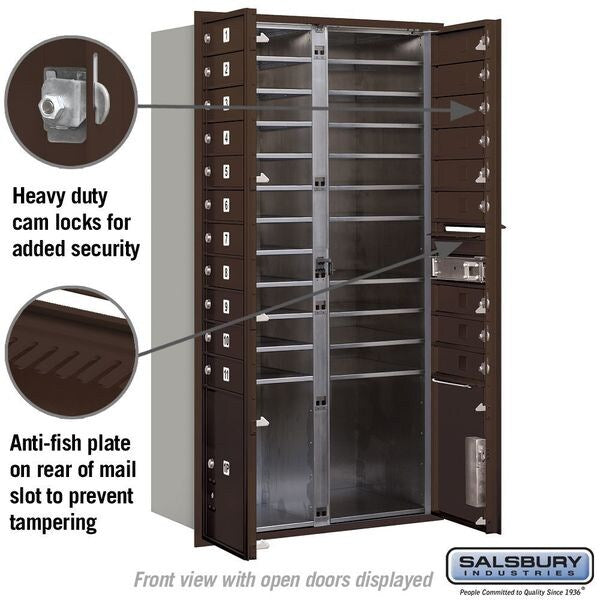 Mailbox, Bronze, Powder Coated, 0 Doors, Recessed, 4C, USPS