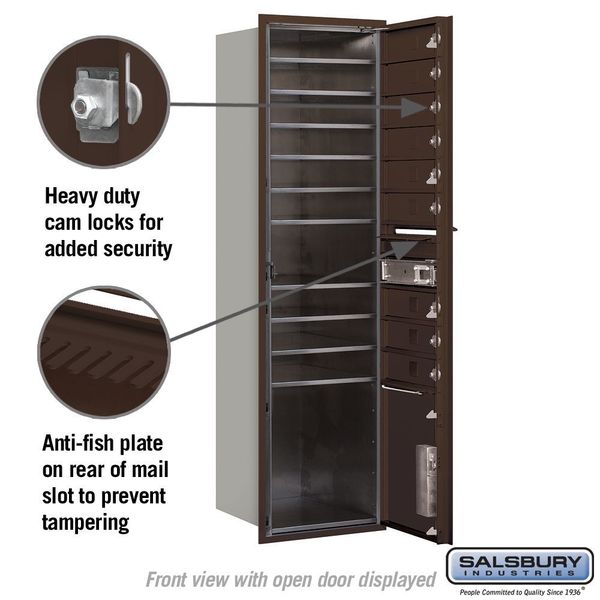 Mailbox, Bronze, Powder Coated, 0 Doors, Recessed, 4C, USPS