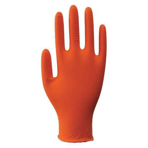 Disposable Gloves, Nitrile, Powder Free, Orange, S, 100 PK