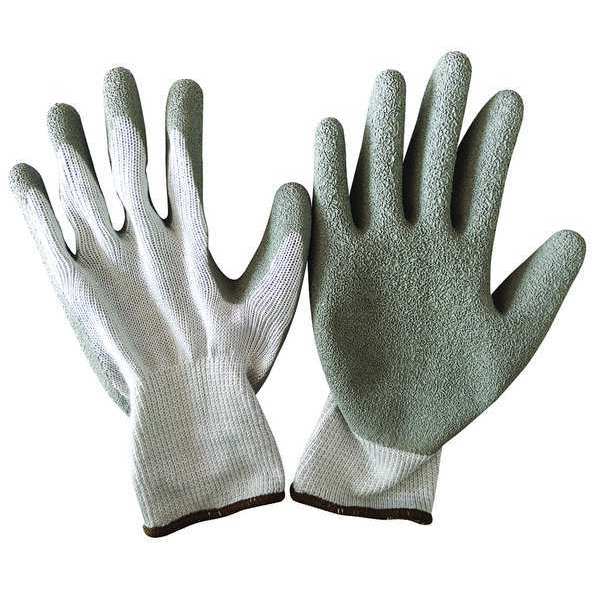 Natural Rubber Latex Coated Gloves, Palm Coverage, Gray, 2XL, PR