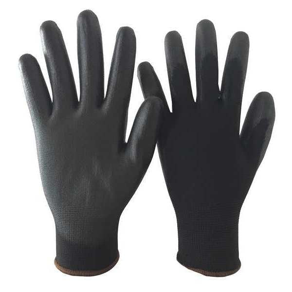 Polyurethane Coated Gloves, Palm Coverage, Black, S, PR
