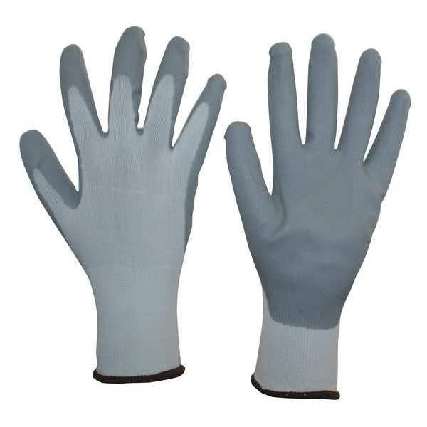Nitrile Coated Gloves, Palm Coverage, Gray, L, PR