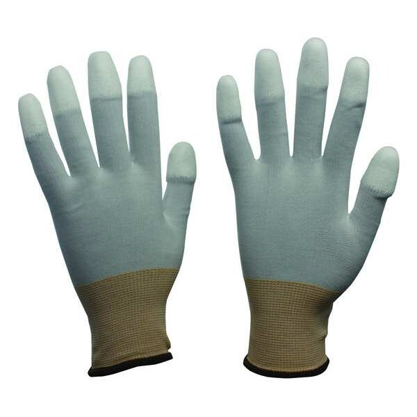Polyurethane Coated Gloves, Fingertips Coverage, White, M, PR