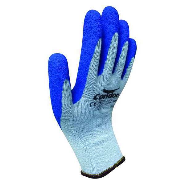 Natural Rubber Latex Coated Gloves, Palm Coverage, Blue, XL, PR