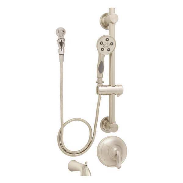 wall, Shower and Tub Combination, Brushed Nickel, Wall