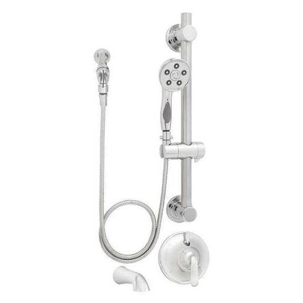 wall, Shower and Tub Combination, Polished Chrome, Wall