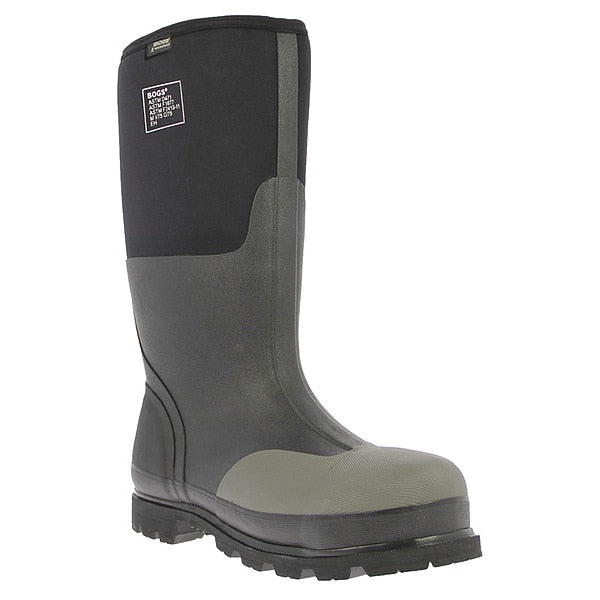 Size 11 Men's Steel Rubber Boot, Black