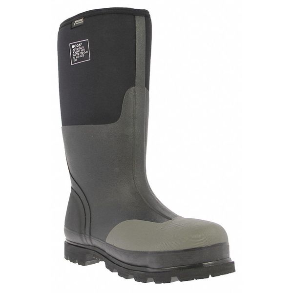 Size 4 Men's Steel Rubber Boot, Black