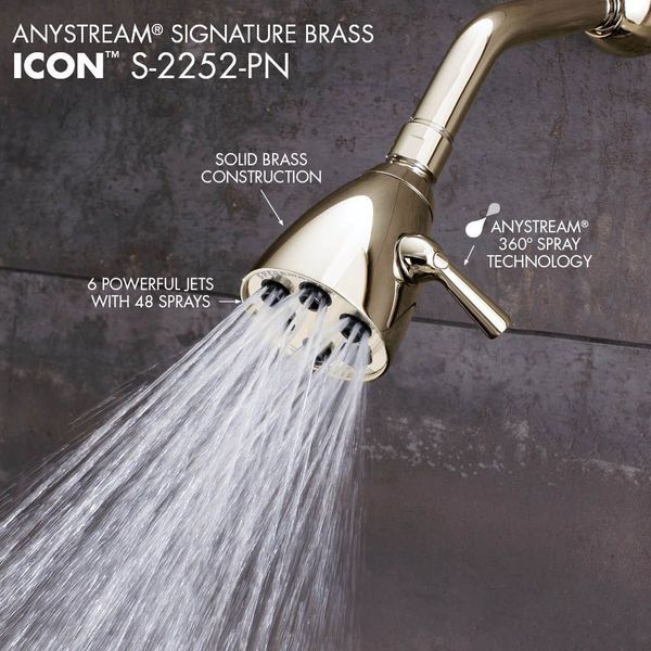 Polished Nickel Shower Head 3-Spray