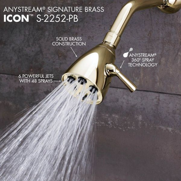 Polished Brass Shower Head 3-Spray