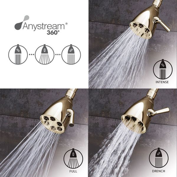 Polished Brass Shower Head 3-Spray