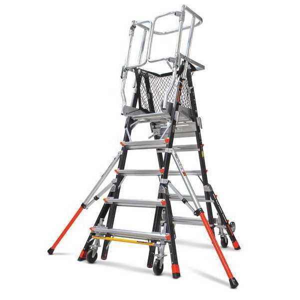 5 to 9 ft Fiberglass Adjustable Safety Cage Platform Stepladder
