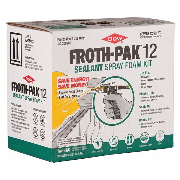 Air Sealing Spray Foam Sealant Kit, 3.3 lb, Two Cylinders, Cream, 2 Component
