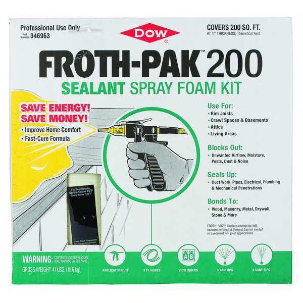 Air Sealing Spray Foam Sealant Kit, 41 lb, Two Cylinders, Cream, 2 Component