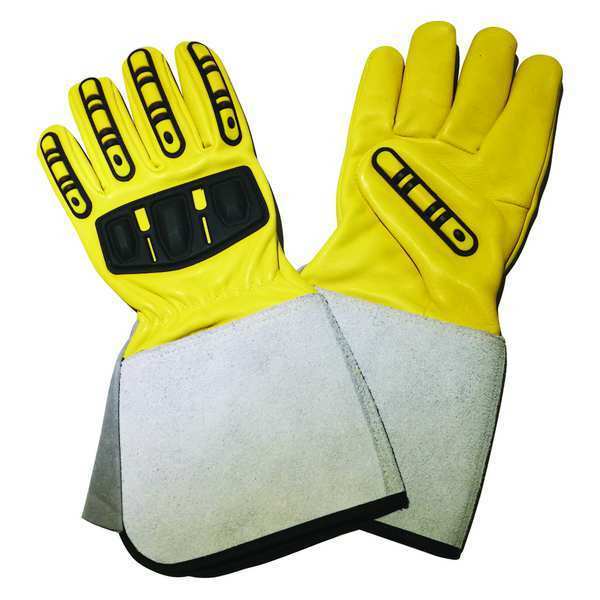 Gloves, Yellow, M, Gauntlet, Fleece, PR