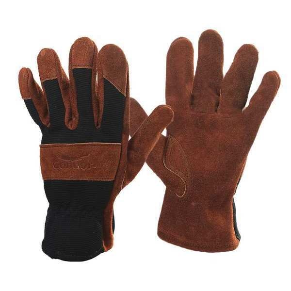Leather Gloves, Suede Cowhide, Yellow, M, PR