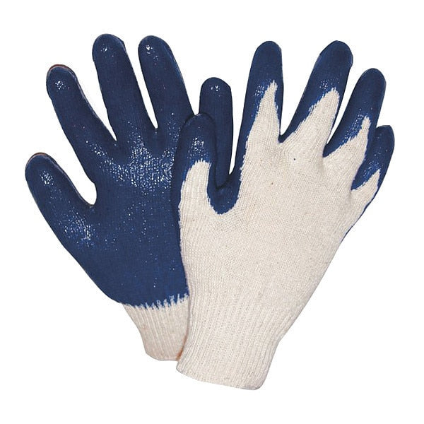 Latex Coated Gloves, Palm Coverage, Blue, L, PR