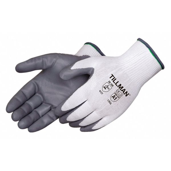 Foam Nitrile Coated Gloves, Palm Coverage, White/Gray, XL, PR
