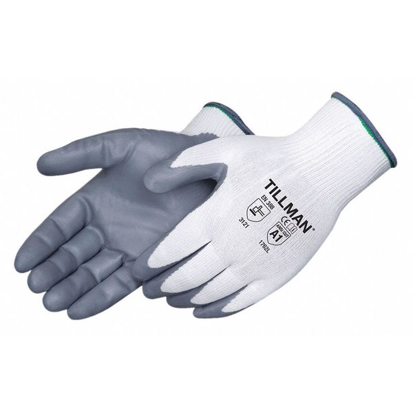 Polyurethane Coated Gloves, Palm Coverage, White/Gray, M, PR