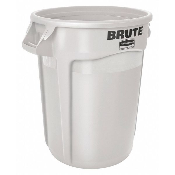 10 gal Round Trash Can, White, 15 5/8 in Dia, None, Plastic