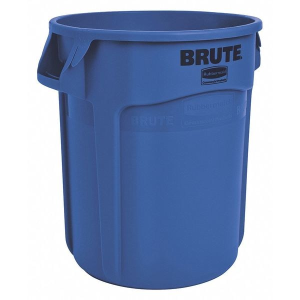 10 gal Round Trash Can, Blue, 15 5/8 in Dia, None, Plastic