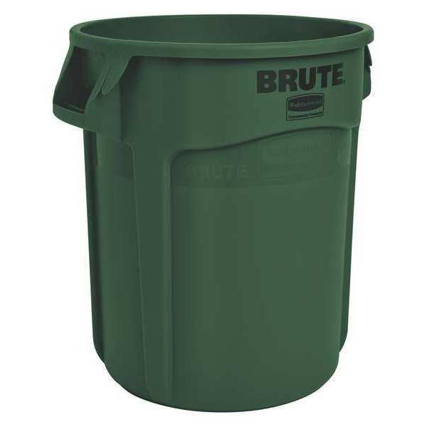 10 gal Round Trash Can, Dark Green, 15 5/8 in Dia, None, Plastic