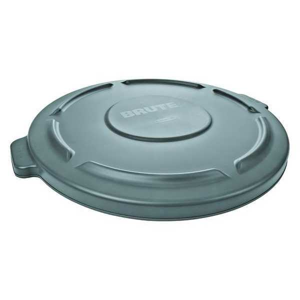 10 gal Flat Trash Can Lid, 16 in W/Dia, Gray, Resin, 0 Openings
