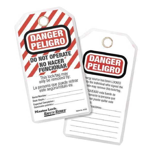 Danger Bilingual Tag, 3-1/8 in W, PK12