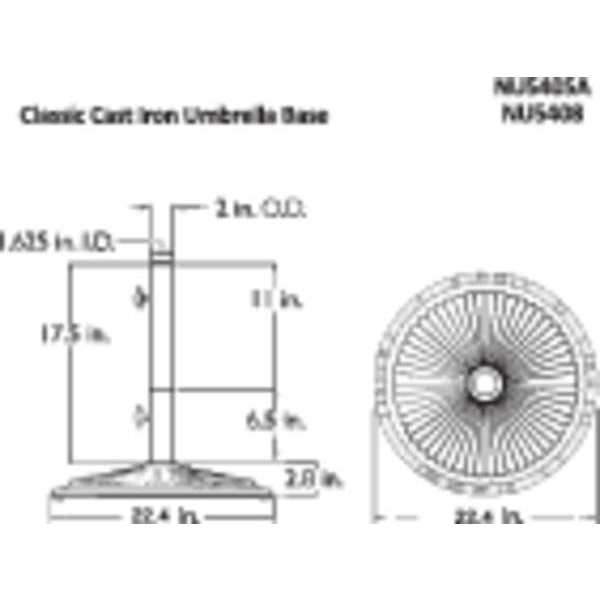 Umbrella Base, Bronze, Cast Iron, 50 lb.