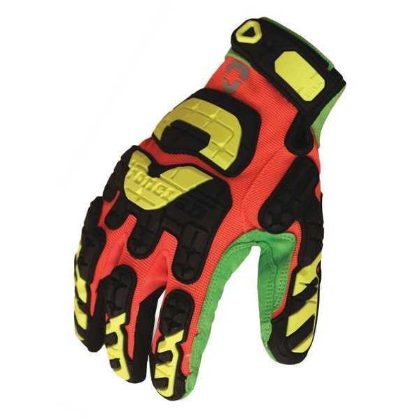 Impact Gloves, L, Hi-Vis Orange/Green, PR