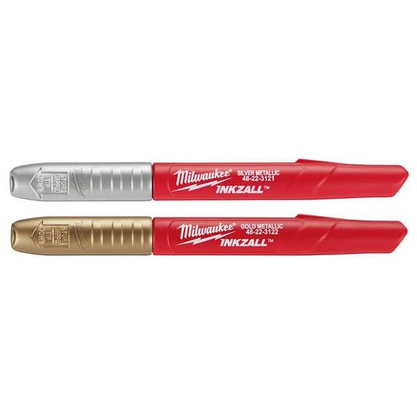 2PK INKZALL Silver/Gold Metallic Fine Point Marker