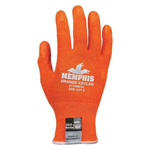Hi-Vis Cut Resistant Coated Gloves, A4 Cut Level, Foam Nitrile, XL, 1 PR