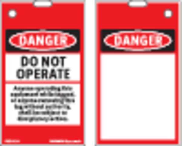Lockout Tag, Black/Red/White, Labels/Roll: 200
