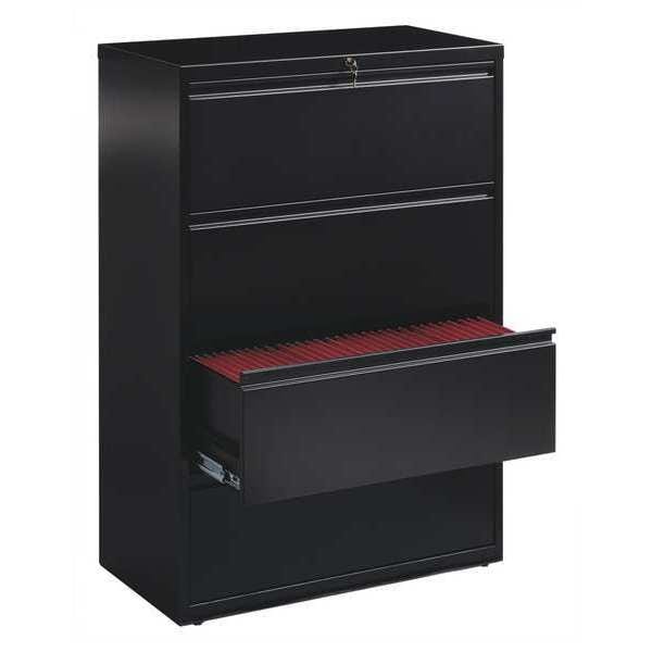 4 Drawer File Cabinet, Black, A4/Legal/Letter