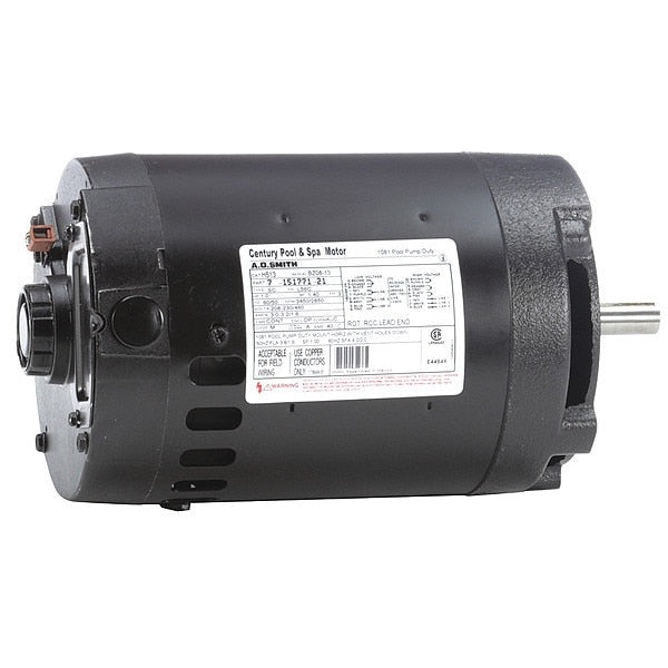 Pool Pump Motor, 3-Phase, 1 HP, 56C Frame, 3450 rpm Nameplate RPM