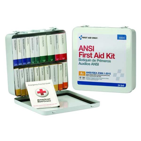 Unitized First Aid kit, Metal, 50 Person