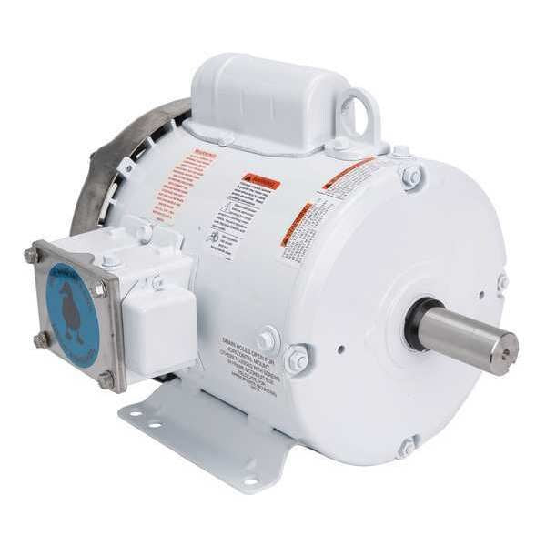 Capacitor-Start Washdown Motor, 2 HP, 115/208-230V AC Voltage, 182T Frame, 1,740 Nameplate RPM
