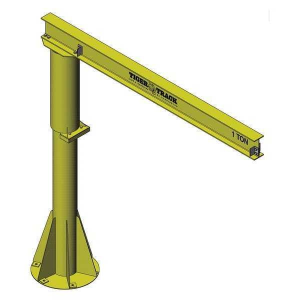 Jib Crane, Base Mounted, Height Under Span: 8 ft
