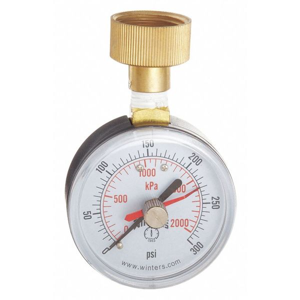 Pressure Gauge, 0 to 300 psi, 3/4 in MNPT, Black