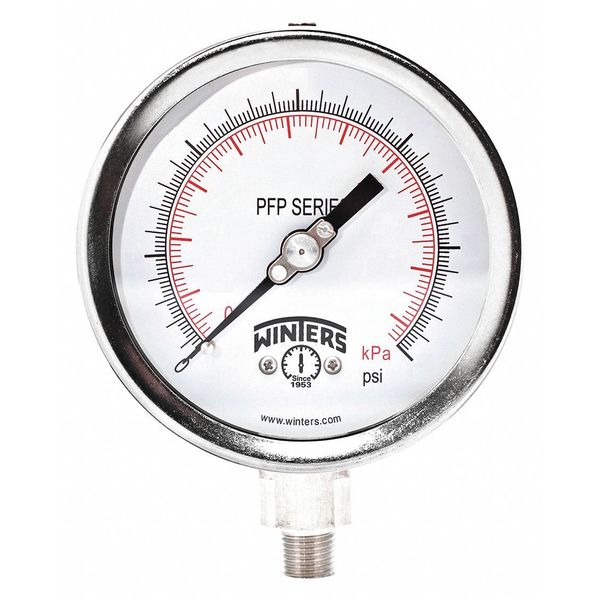 Pressure Gauge, 0 to 400 1/4 in MNPT, Gray