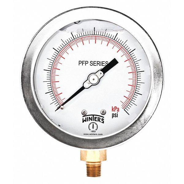 Pressure Gauge, 0 to 160 1/4 in MNPT, Gray