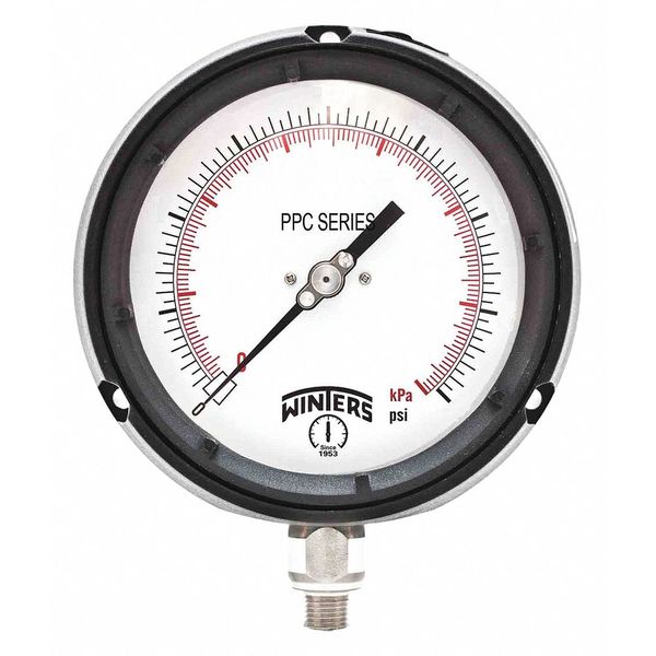 Pressure Gauge, 0 to 400 1/4 in MNPT, Black