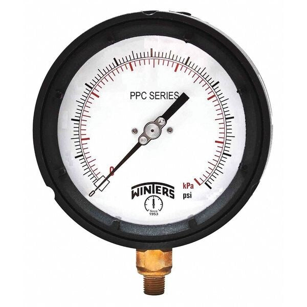 Pressure Gauge, 0 to 160 1/4 in MNPT, Black