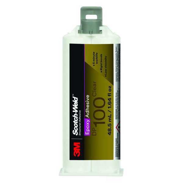 Epoxy Adhesive, DP100 Series, Clear, 1:01 Mix Ratio, 20 min Functional Cure, Dual-Cartridge
