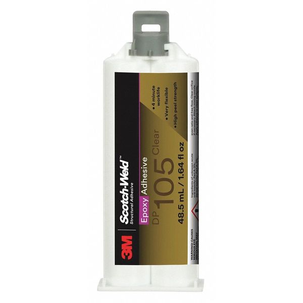 Epoxy Adhesive, DP105 Series, Clear, 1:01 Mix Ratio, 20 min Functional Cure, Dual-Cartridge