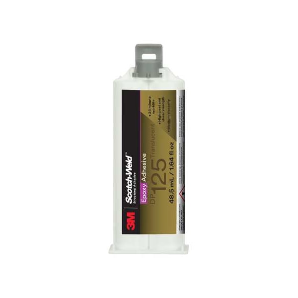 Epoxy Adhesive, DP125 Series, Clear, 1:01 Mix Ratio, 150 min Functional Cure, Dual-Cartridge
