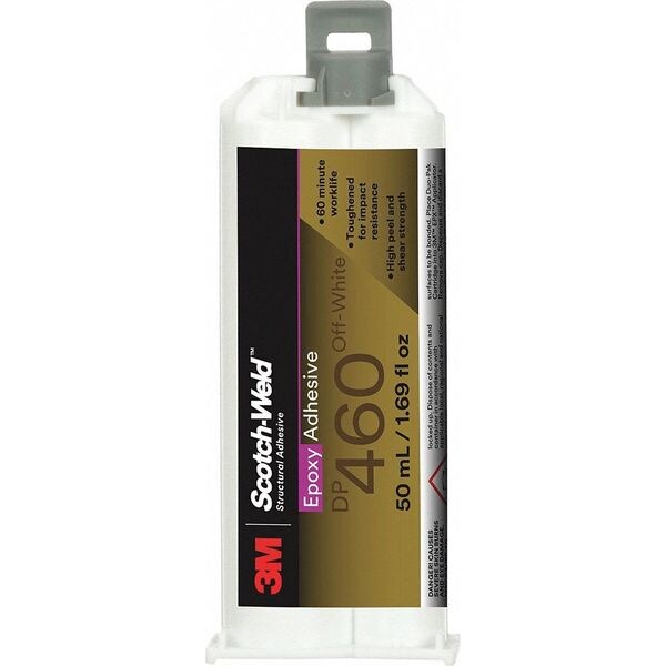 Epoxy Adhesive, DP460 Series, Off-White, 2:01 Mix Ratio, 1 hr Functional Cure, Dual-Cartridge